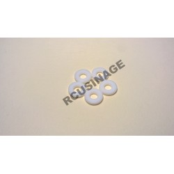 RONDELLES TEFLON ALESAGE 5mm, DIAMETRE 12mm, EPAISSEUR 2mm. LOT DE 5