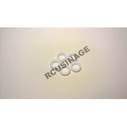 RONDELLES TEFLON ALESAGE 7mm, DIAMETRE 12mm,EPAISSEUR 2mm. LOT DE 5